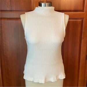 Madewell White Sleeveless Turtleneck Sweater